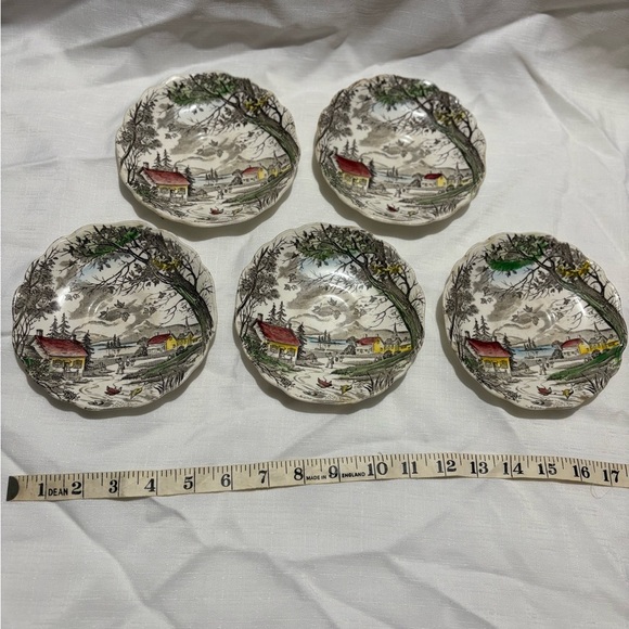 Vintage Set of 5 Friendly Village Saucers - Picture 1 of 7